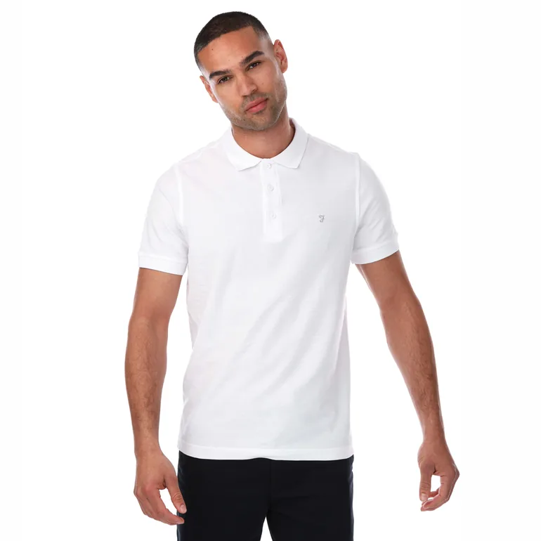 Men's Farah Cove Organic Modern Fit Polo Shirt in White