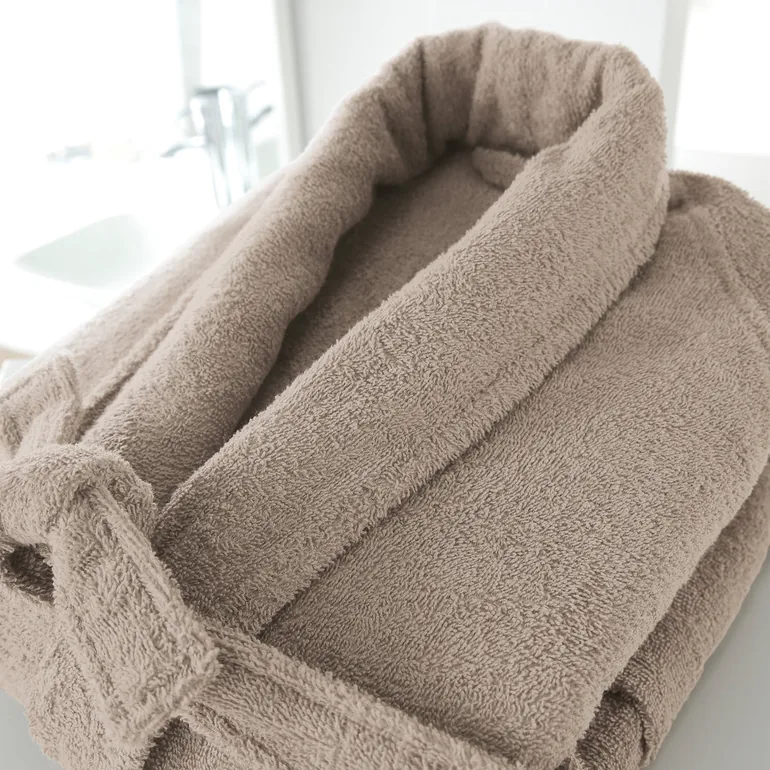 Bathrobe with Shawl Collar and Patch Pockets - 1