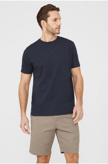 Cotton Crew Neck T-shirt - navy