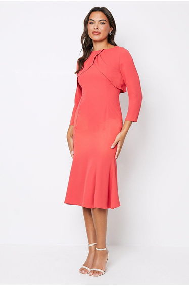 Tulip Bodice Long Sleeve Midi Dress