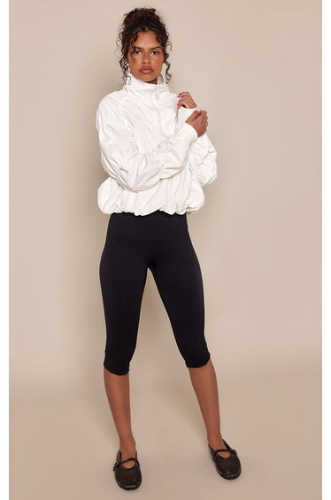 Cream Ruched Zip Through Windbreaker