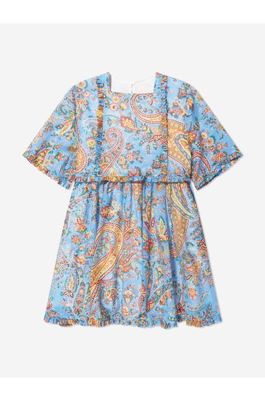 Girls Floral Paisley Dress in Blue