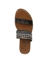 صندل سلايدر نسائي مزين بأحجار لون أسود - 5