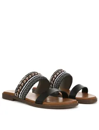 صندل سلايدر نسائي مزين بأحجار لون أسود - 1