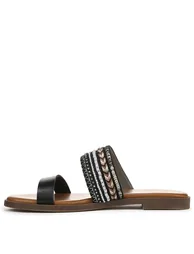 صندل سلايدر نسائي مزين بأحجار لون أسود - 2