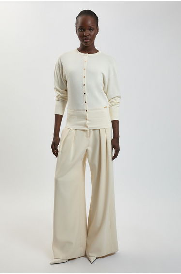 Forever Viscose Blend Knitted Stitch Detail Balloon Sleeve Cardigan