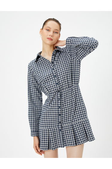 Mini Shirt Dress Long Sleeve Ruffle