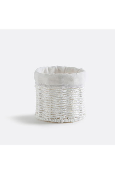 Round Basket Made of Woven Paper and Fabric, Papeli