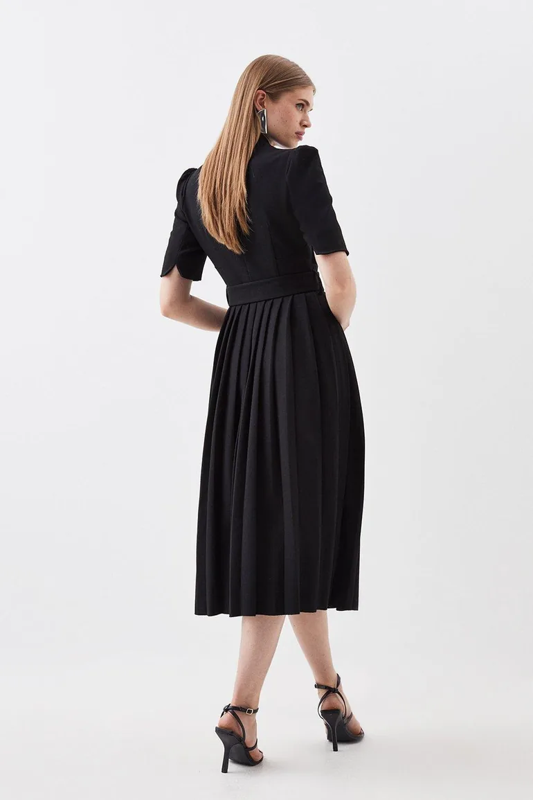 Petite Structured Crepe Forever Pleat  Dress - 2