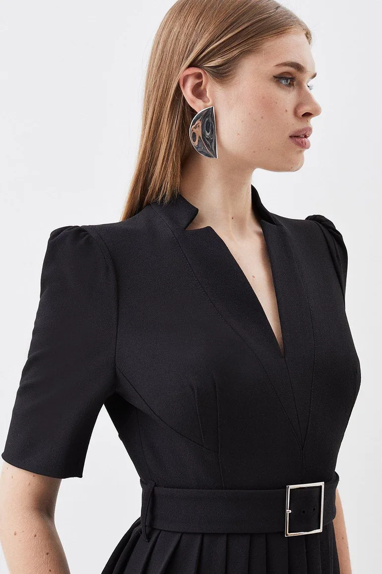 Petite Structured Crepe Forever Pleat  Dress - 1