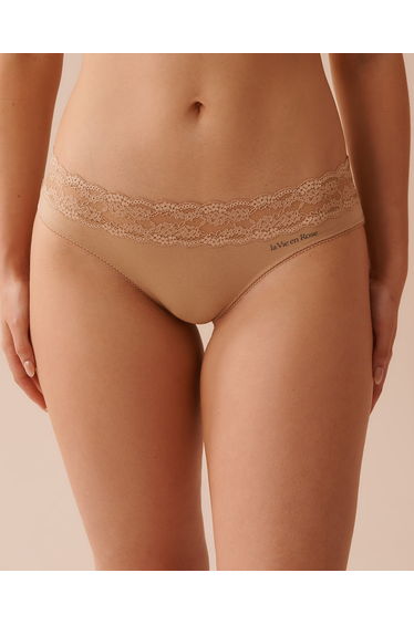 Cotton and Lace Band Bikini Panty