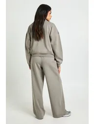 Zip Through Funnel Neck Interlock Tracksuit - mushroom - 1