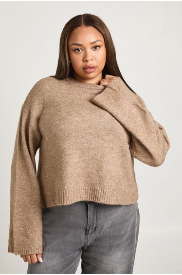 Plus Crew Neck Jumper - hazelnut