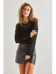 Women's Openwork Knitwear Blouse - 3