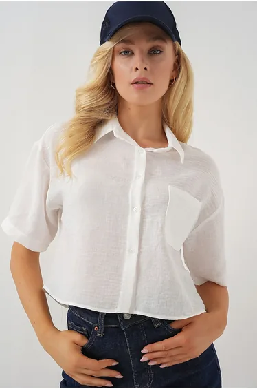 Women's Short Sleeve Crop Shirt