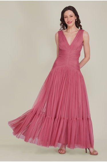 Elsie Tulle Maxi Dress in Dusty Rose