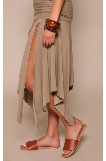 Tan PU Round Toe Flat Sandal