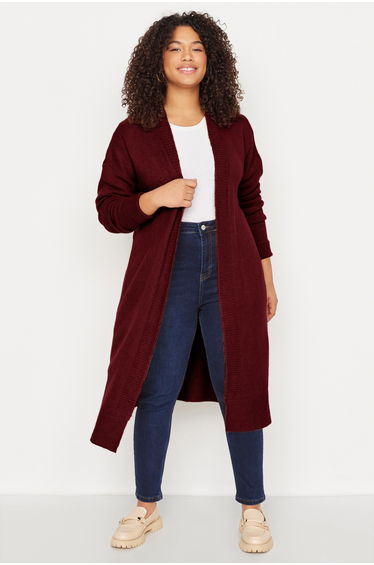Plum oversize/loose fit knit cardigan