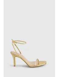 Wide Fit Metallic Barely There Low Stiletto Heels - gold - 2