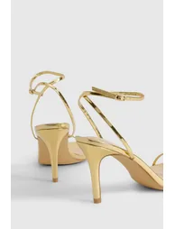 Wide Fit Metallic Barely There Low Stiletto Heels - gold - 3