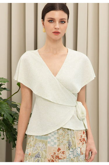 Layered Front Tie-Waist Wrap Top