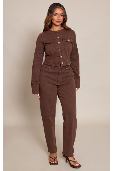 Shape Chocolate Stretch Denim Tailored Barrel Jeans
