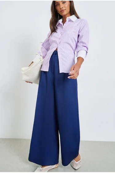 Light Pink Contrast Cuff Pinstripe Shirt