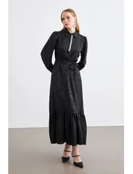 Mayra Embellished Jacquard Dress - Black - 2