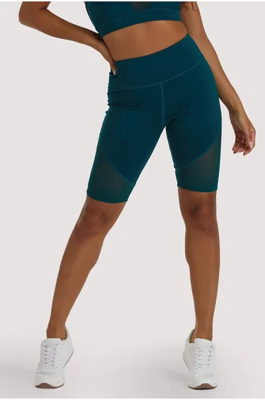 Eco Teal Mesh Panel Shorts