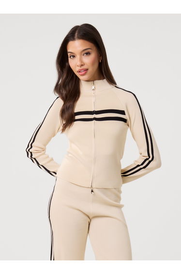 Stripe Front Zip Up Sweatshirt