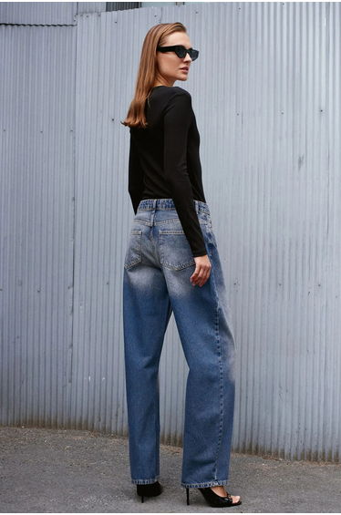 Dilvin High-Waist Wide-Leg Cotton Denim Jeans product thumbnail 3