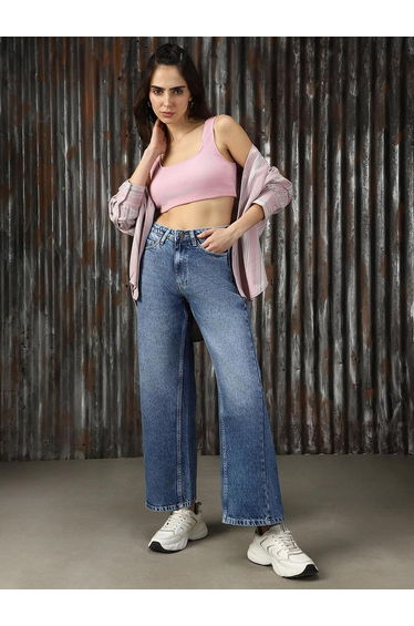 High Rise Faded Regular Fit Jeans