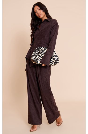 Chocolate Suede Straight Leg Trouser