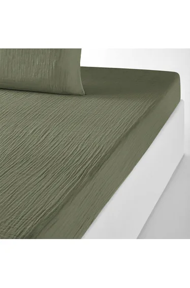 شرشف سرير قطن موسلين سادة بحواف مطاطية ارتفاع 30 سم 