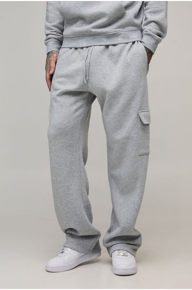 Tall Basic Straight Leg Cargo Joggers - grey marl