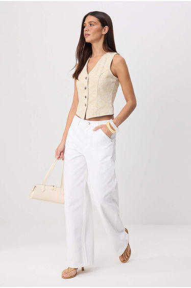 White High Waist 100% Cotton Baggy Jeans