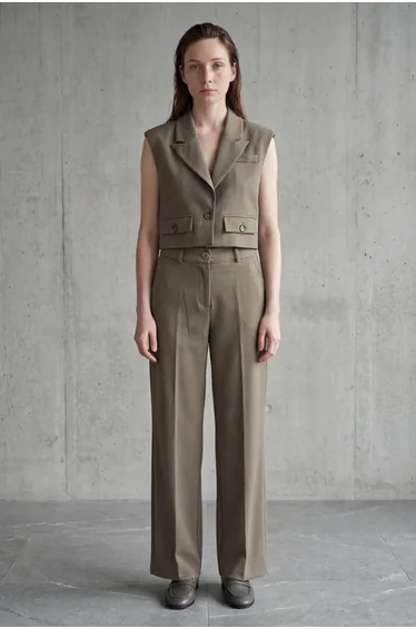MY FASHION Cropped Buttoned Waistcoat