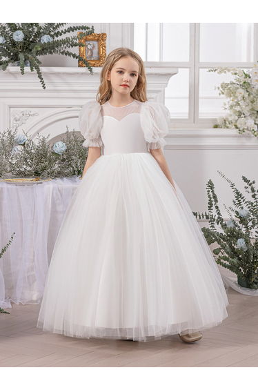 Mesh Bow Detail Puff Sleeve Dress