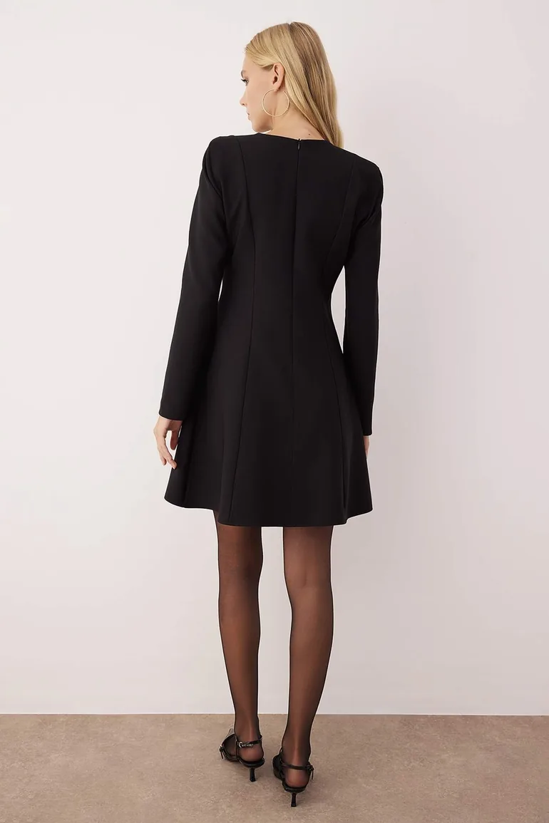 فستان قصير سادة - أسود - 3