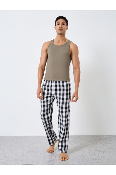 Men Olive Cotton Tank
