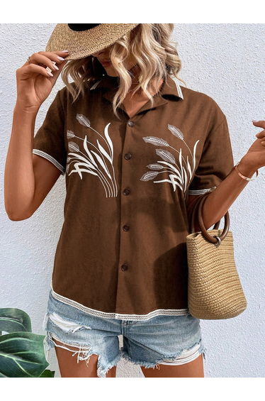 Women Leaf Print Regular Fit Shirt