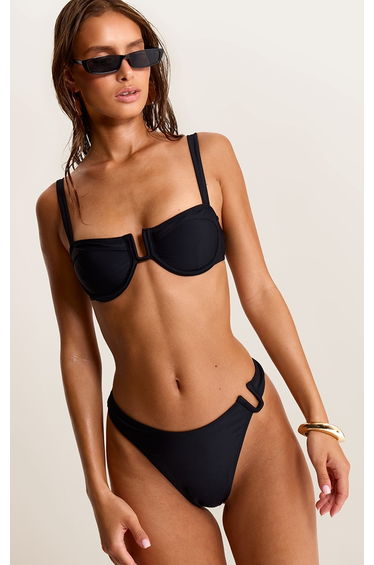 Black U Bar Tanga Bikini Bottoms