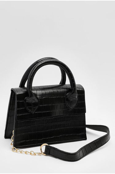 Patent Croc Cross Body Bag - black