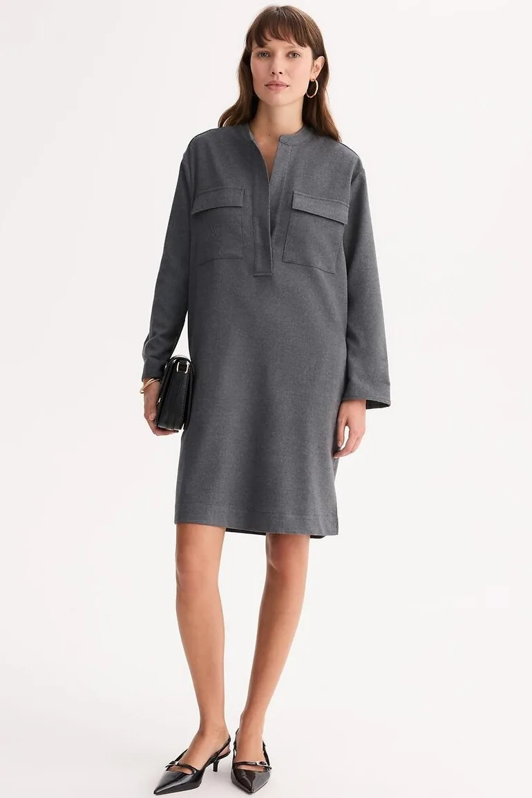 grey shift dress with sleeves Goldie Sleeve Shift Dress
