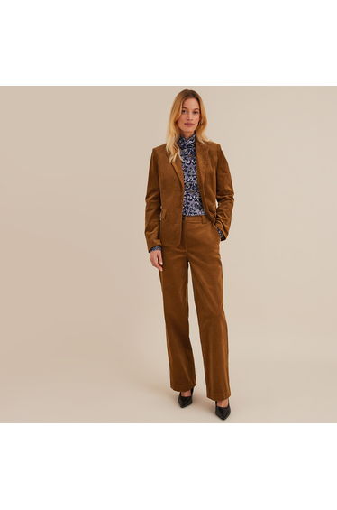 Cotton Corduroy Trousers with Wide Leg, Length 31.5"