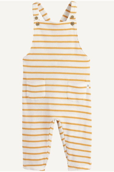 Striped Honeycomb-Knit Dungarees with Straps