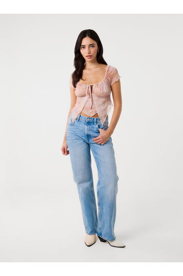 Short Sleeve Mesh Butterfly Top