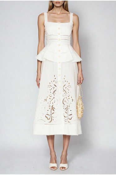 Dinis Cutout Ruffle Midi Dress
