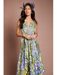 Lisa Tan Floral Printed Full Skirted Midi Dress - 3