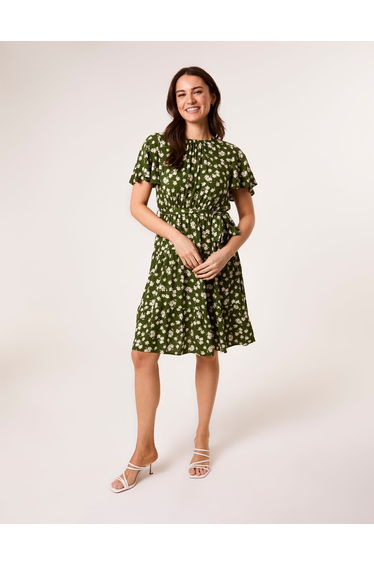 Crew Neck Tiered Mini Dress